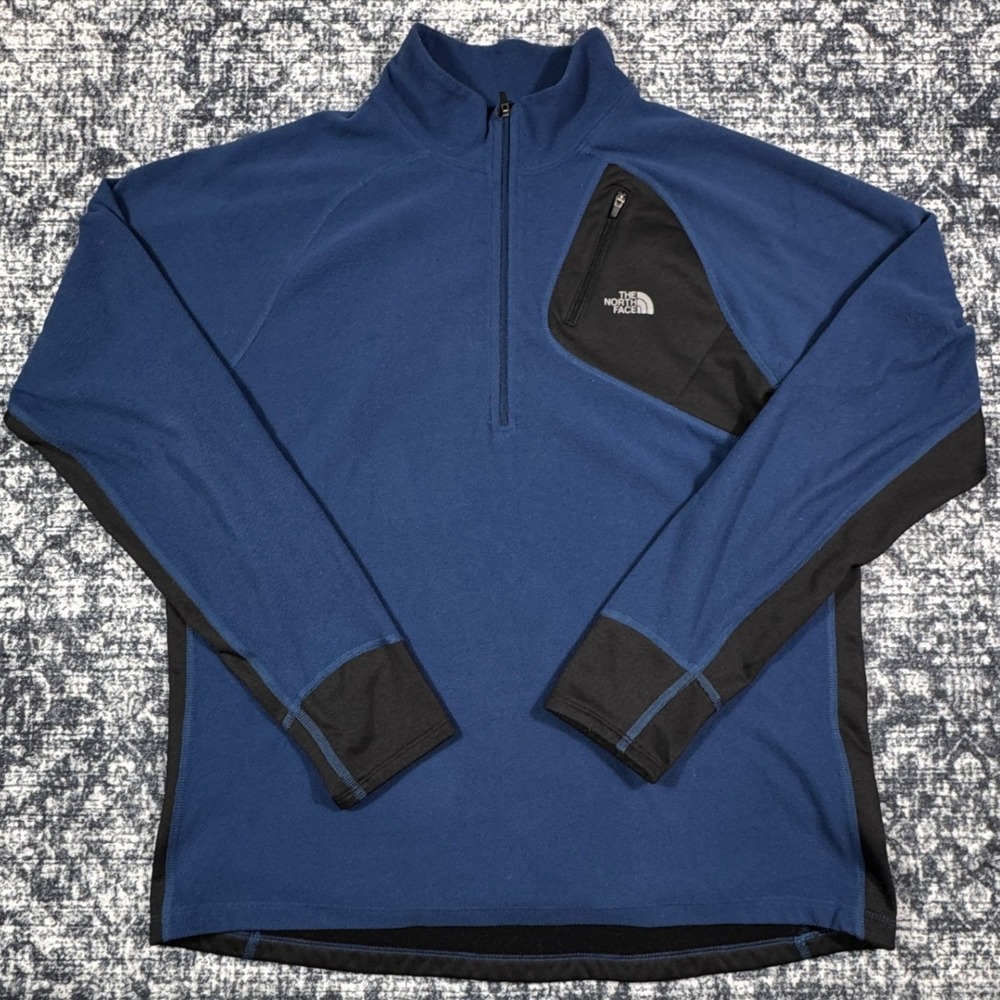 The North Face Flight Series Mens Large‎ Blue Black Quarter Zip Fleece Pullover
